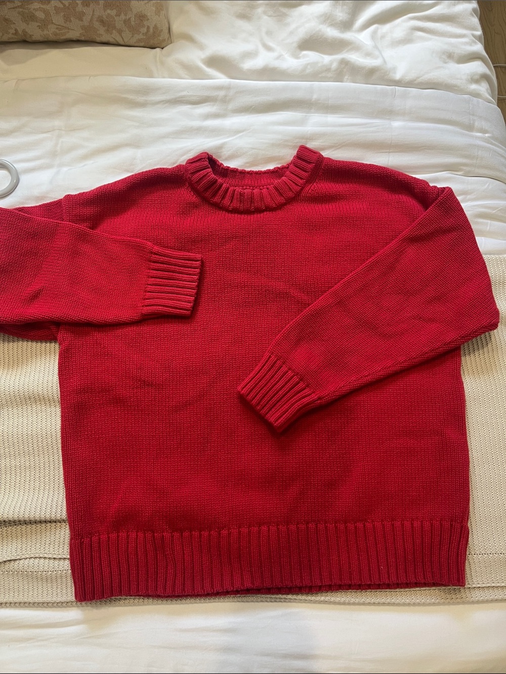 Women's Gap 100% Cotton Red Crewneck Sweater